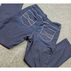 Lee Jeans Womens 16M Blue Denim Dark Wash Whiskered Perfect Fit Straight Leg